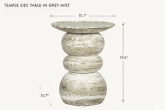 Temple Side Table in Grey Mist dimensions - What&