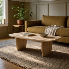 Tonic Coffee Table in Biscotti Oak styled in Portland Hawthorne Craftsmbungalow living room - Whats New Furniture