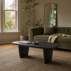 Tonic Coffee Table in Black Oak styled in Portland NW 23rd Victoriwith bay window living room - Whats New Furniture