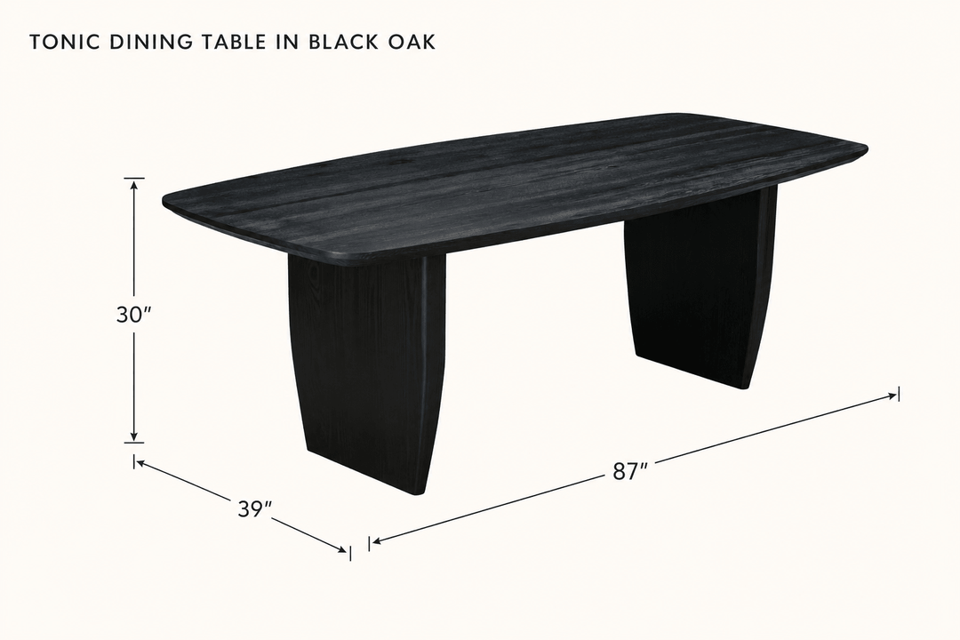 Tonic Dining Table in Black Oak dimensions - What&