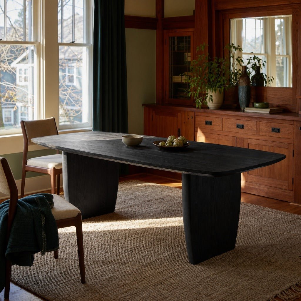 Tonic Dining Table in Black Oak styled in Portland Ladd&
