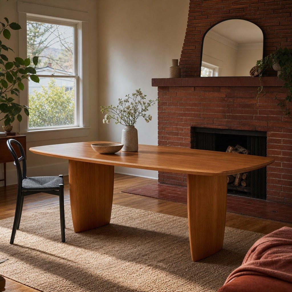 Tonic Dining Table in Honey Brown styled in Portland Montavillcottage dining room - Whats New Furniture