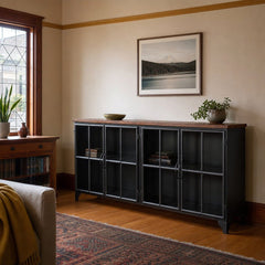 Tradition 4-Door Sideboard styled in Portland Irvington foursquare with original built-ins living room - Whats New Furniture