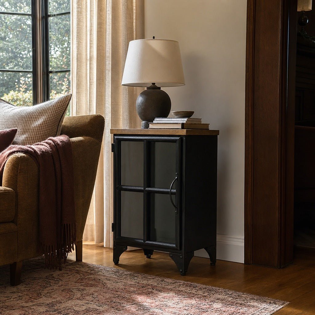 Tradition Side Table styled in Portland Laurelhurst Tudor cottage living room - Whats New Furniture