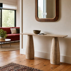 Truffle Console Table styled in Portland AlbertArts foursquare living room - Whats New Furniture