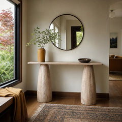 Truffle Console Table styled in Portland St. Johns bungalow living room - Whats New Furniture