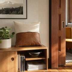 Two Tone Decorative Pillow styled in Portland St. Johns bungalow living room - Whats New Furniture