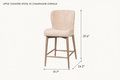 Uffizi Counter Stool in Champagne Chenille dimensions - What&