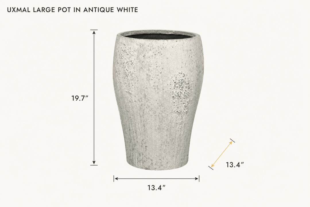 Uxmal Large Pot in Antique White dimensions - What&