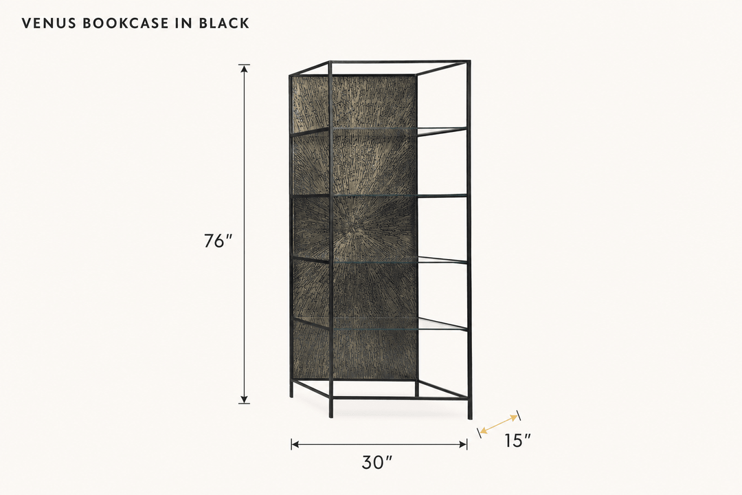 Venus Bookcase in Black dimensions - What&