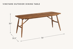 Vineyard Outdoor Dining Table dimensions - What&