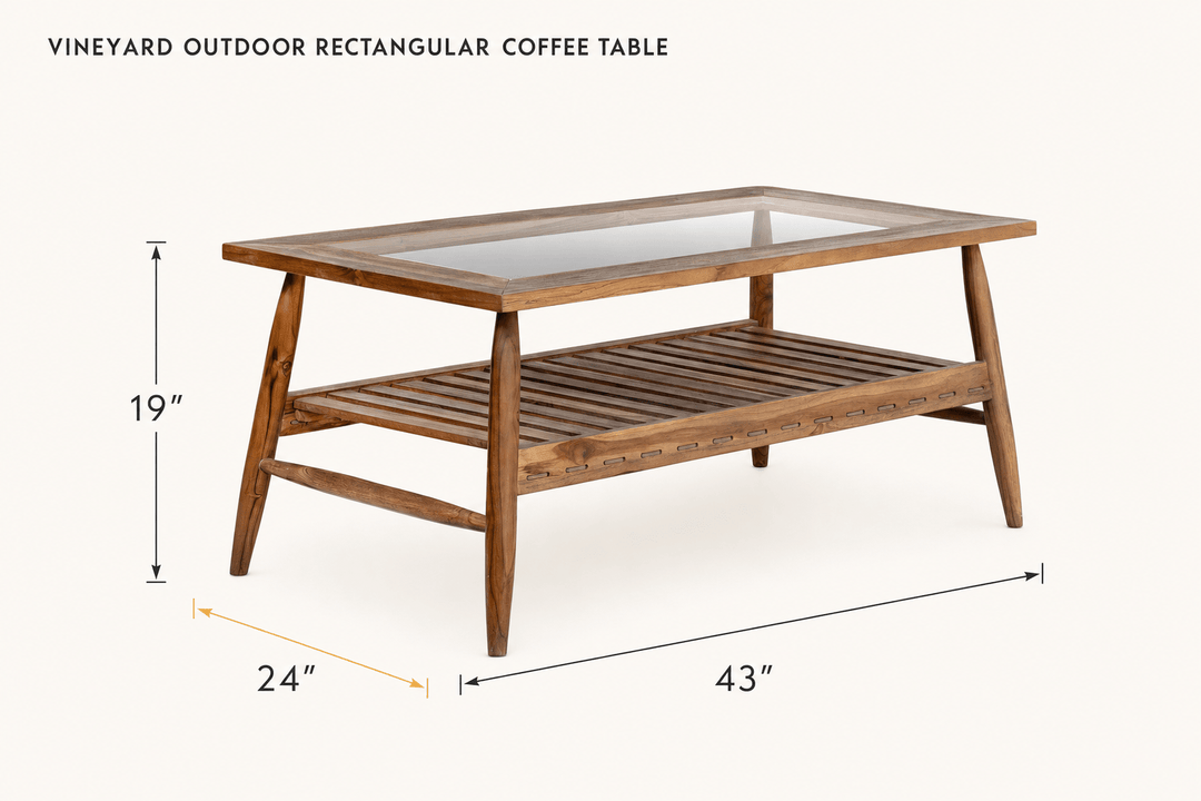 Vineyard Outdoor Rectangular Coffee Table dimensions - What&
