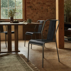 Vintage Dining Chair in Black styled in Portland converted warehouse flat with warm exposed brick and fir timber beams (no steel, no concrete) dining room - Whats New Furniture