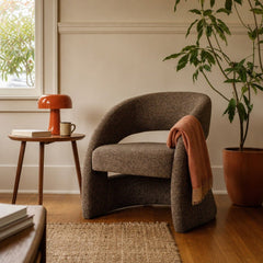 Virgo Club Chair in Chocolate styled in Portland Montavillcottage living room - Whats New Furniture