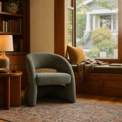 Virgo Club Chair in Verde styled in Portland Irvington foursquare with original built-ins living room - Whats New Furniture