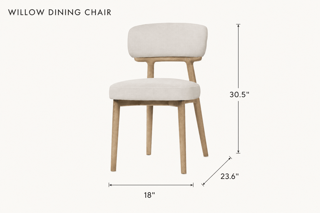 Willow Dining Chair in Porcelain Chenille dimensions - What&