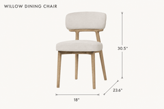 Willow Dining Chair in Porcelain Chenille dimensions - What&