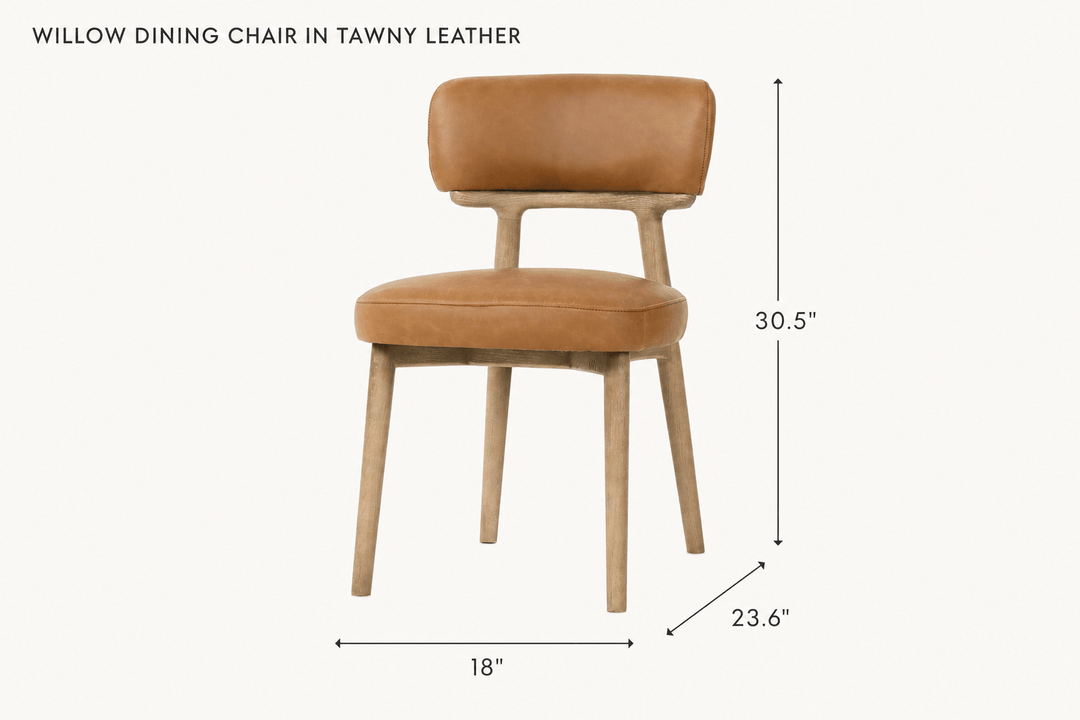 Willow Dining Chair in Tawny Leather dimensions - What&