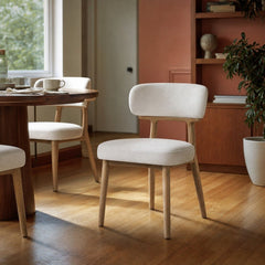 Willow Dining Chair in Porcelain Chenille styled in Portland 1960s Garden Home ranch dining room - Whats New Furniture