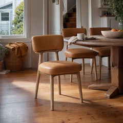 Willow Dining Chair in Tawny Leather styled in Portland St. Johns bungalow dining room - Whats New Furniture