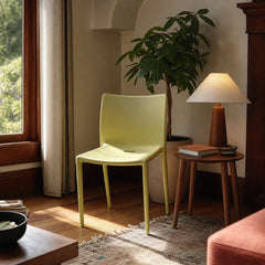 Lime green molded Air Chair with continuous single-piece design by Jasper Morrison - view 2