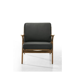 Loki Leather and Walnut Arm Chair in 625 Black / Walnut - front studio view - Whats New Furniture Portland
