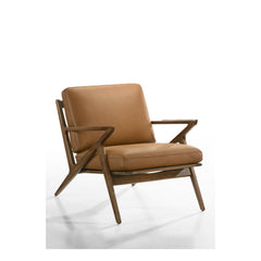 Loki Leather and Walnut Arm Chair in 643 Saddle / Walnut - studio angle 2 - Whats New Furniture Portland