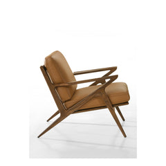 Loki Leather and Walnut Arm Chair in 643 Saddle / Walnut - studio angle 3 - Whats New Furniture Portland