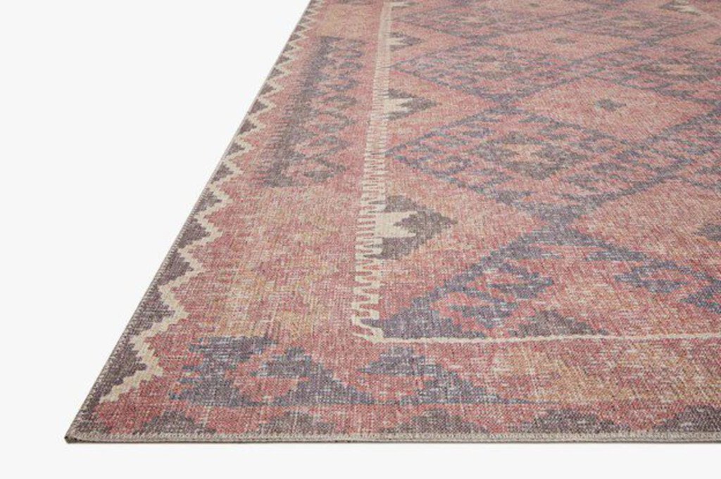 Rug in Red/Navy side angle - power-loomed area rug by Loloi - Whats New Furniture Portland OR