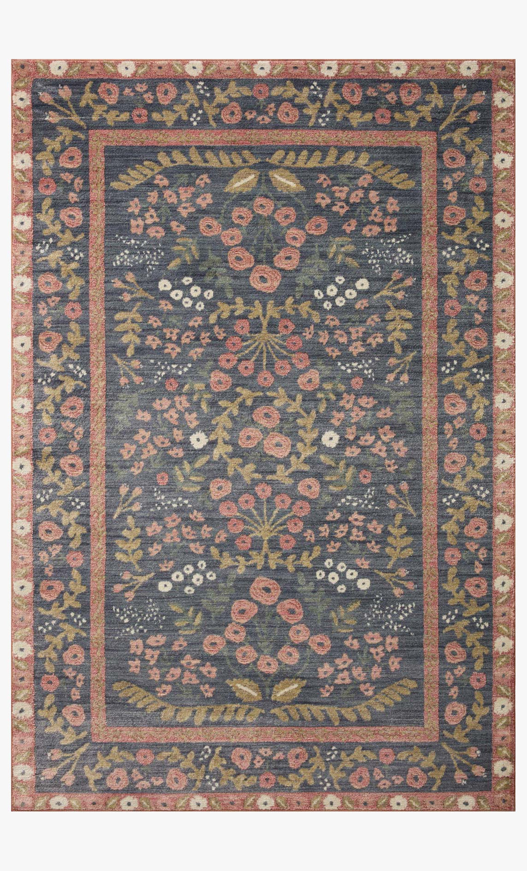 Fiore Power Loomed Area Rug in RP Florence Navy front studio view - Loloi - Whats New Furniture Portland OR