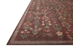 Angled view of the Edinburgh Merlot rug showing the jute weave texture under the printed design - Loloi Rugs - Whats New Furniture Portland