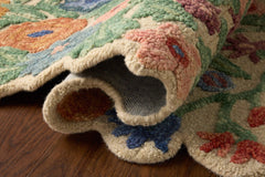 Rolled Edith Ivory Multi rug showing the scalloped live edge and pile depth - Loloi Rugs - Whats New Furniture Portland