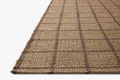Angled view of the Fletcher rug showing the chunky jute texture and checkerboard-stitched grid lines - Loloi Rugs - Whats New Furniture Portland