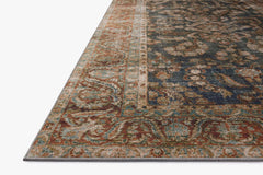 Angled view of the Jules Ocean Spice rug showing the smooth low pile and aged pattern - Loloi Rugs - Whats New Furniture Portland