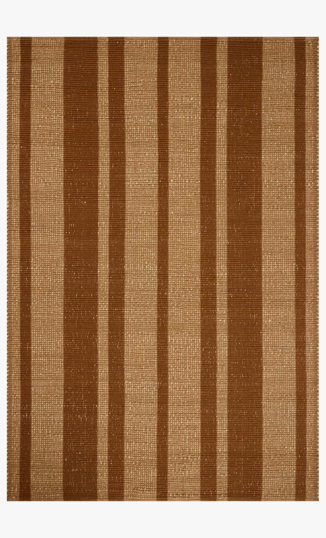 Weatherstaff Jute Rug in Cinnamon full view showing vertical stripes on flatwoven natural jute - Leanne Ford x Loloi - Whats New Furniture Portland OR