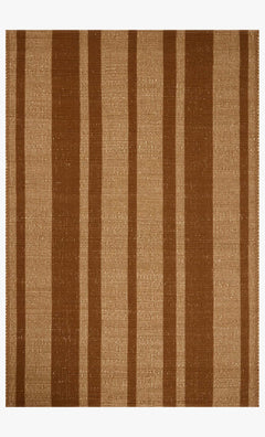 Weatherstaff Jute Rug in Cinnamon full view showing vertical stripes on flatwoven natural jute - Leanne Ford x Loloi - Whats New Furniture Portland OR
