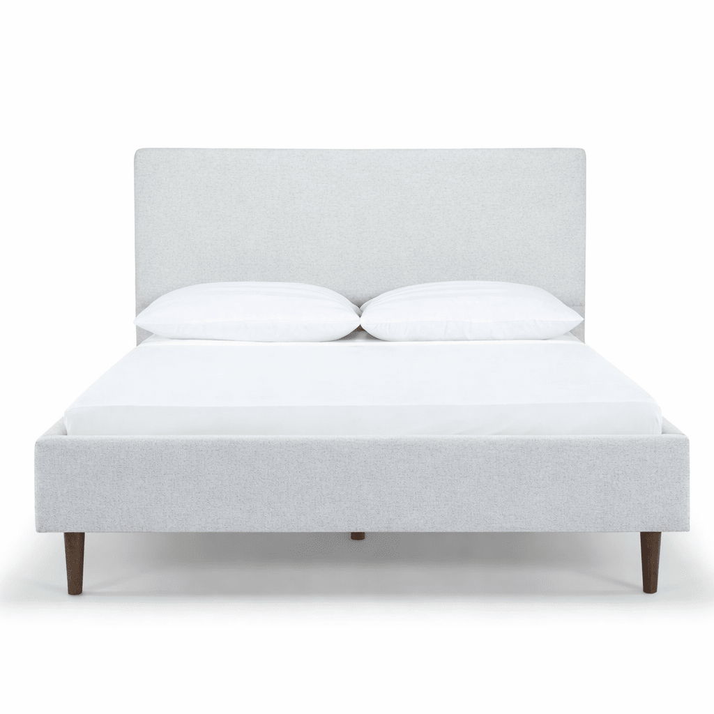 Lombard Queen Bed Frame in Agnes Beige - upholstered queen bed private label - Whats New Furniture Portland OR