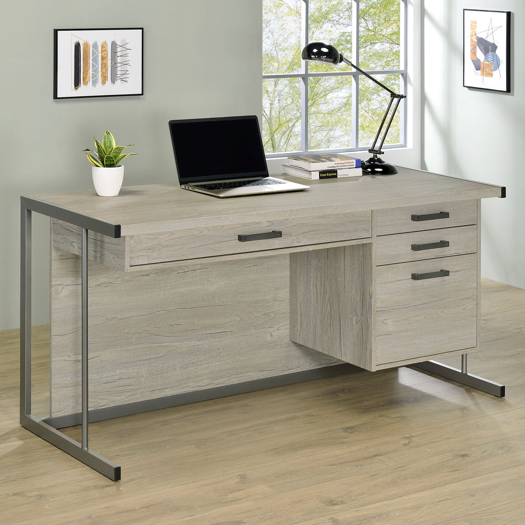 Loomis 60-inch 4-drawer Computer Desk Whitewashed Grey - What&