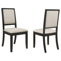 Louise Upholstered Wood Dining Side Chair Black (Set of 2) - What&