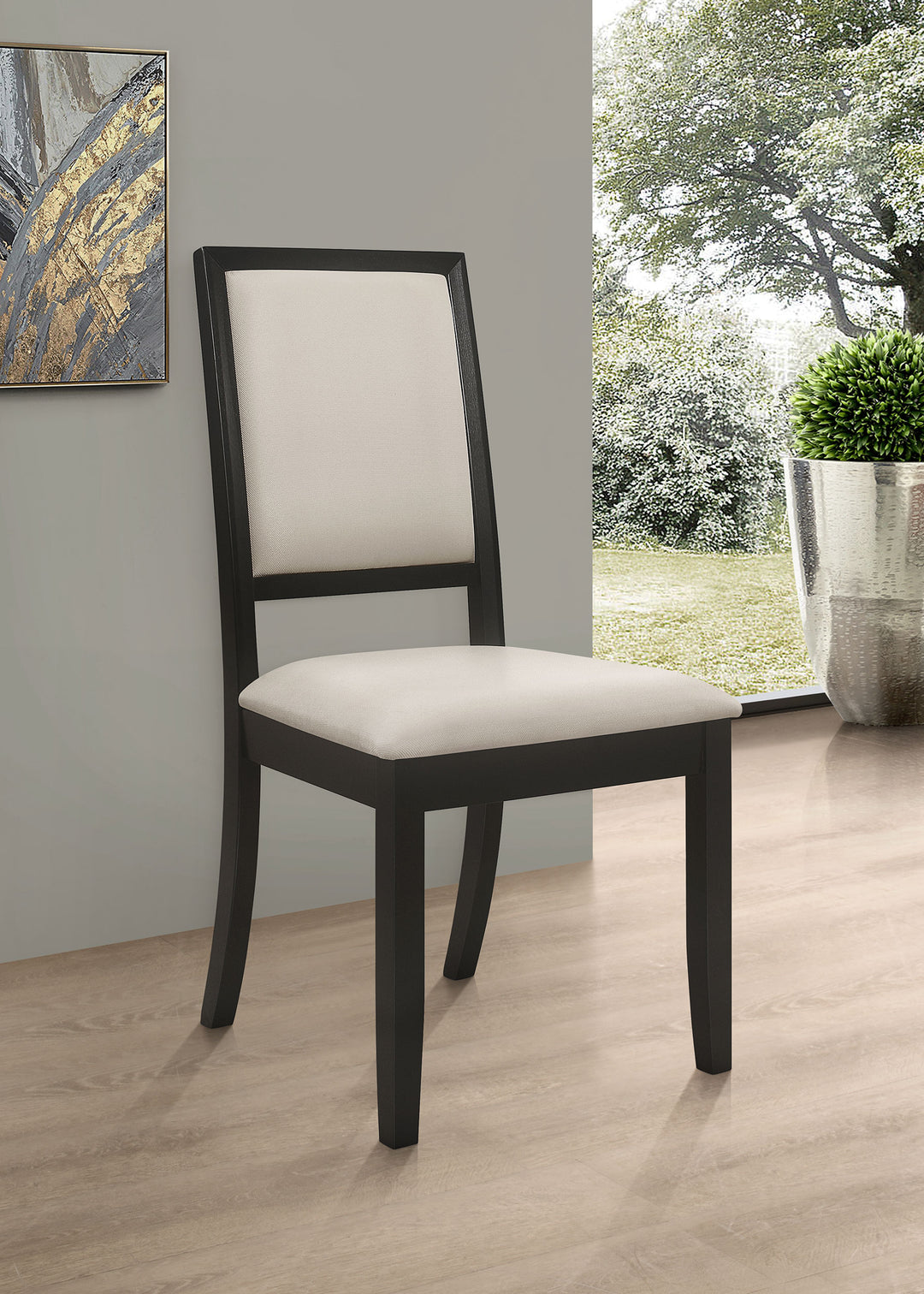 Louise Upholstered Wood Dining Side Chair Black (Set of 2) - What&
