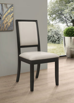Louise Upholstered Wood Dining Side Chair Black (Set of 2) - What&