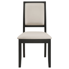 Louise Upholstered Wood Dining Side Chair Black (Set of 2) - What&