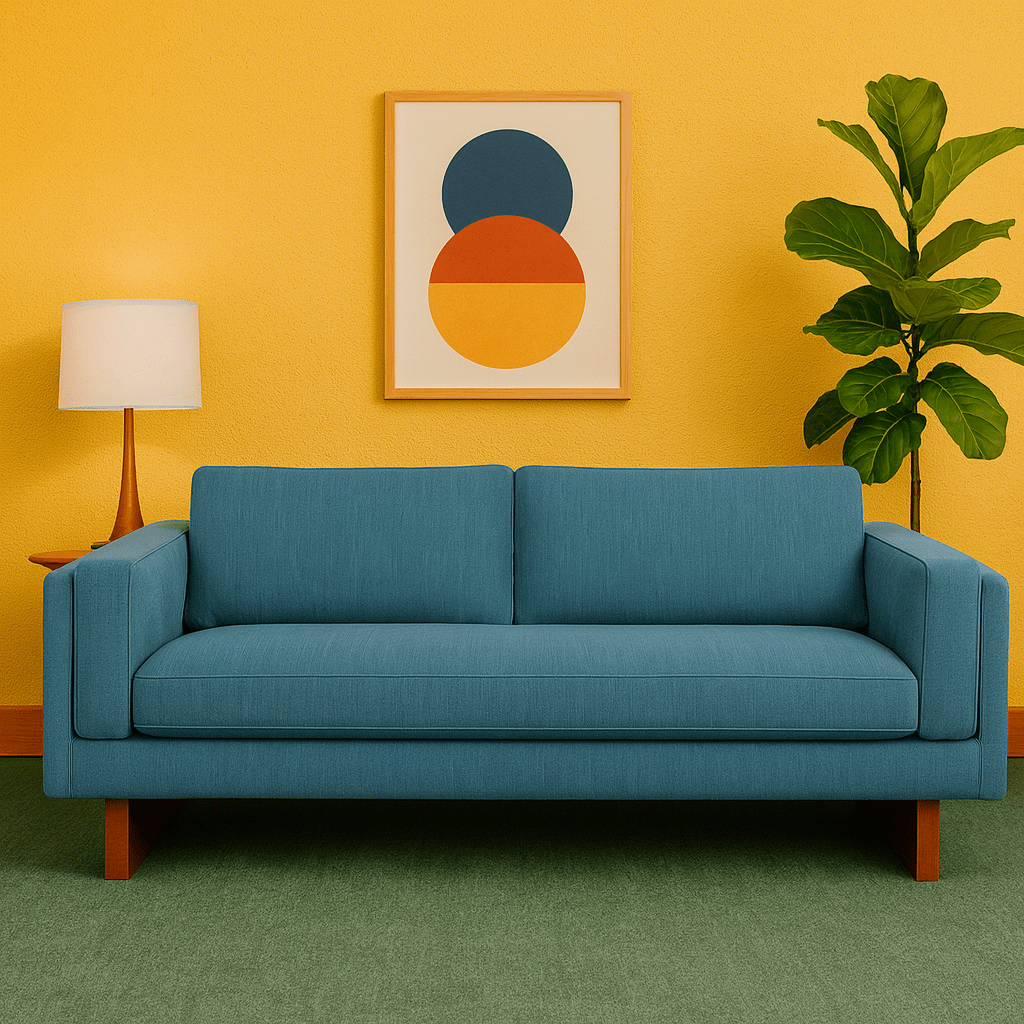 Lovejoy 3-Seater Sofa in Moss Navy room setting - three-seat sofa private label - Whats New Furniture Portland OR