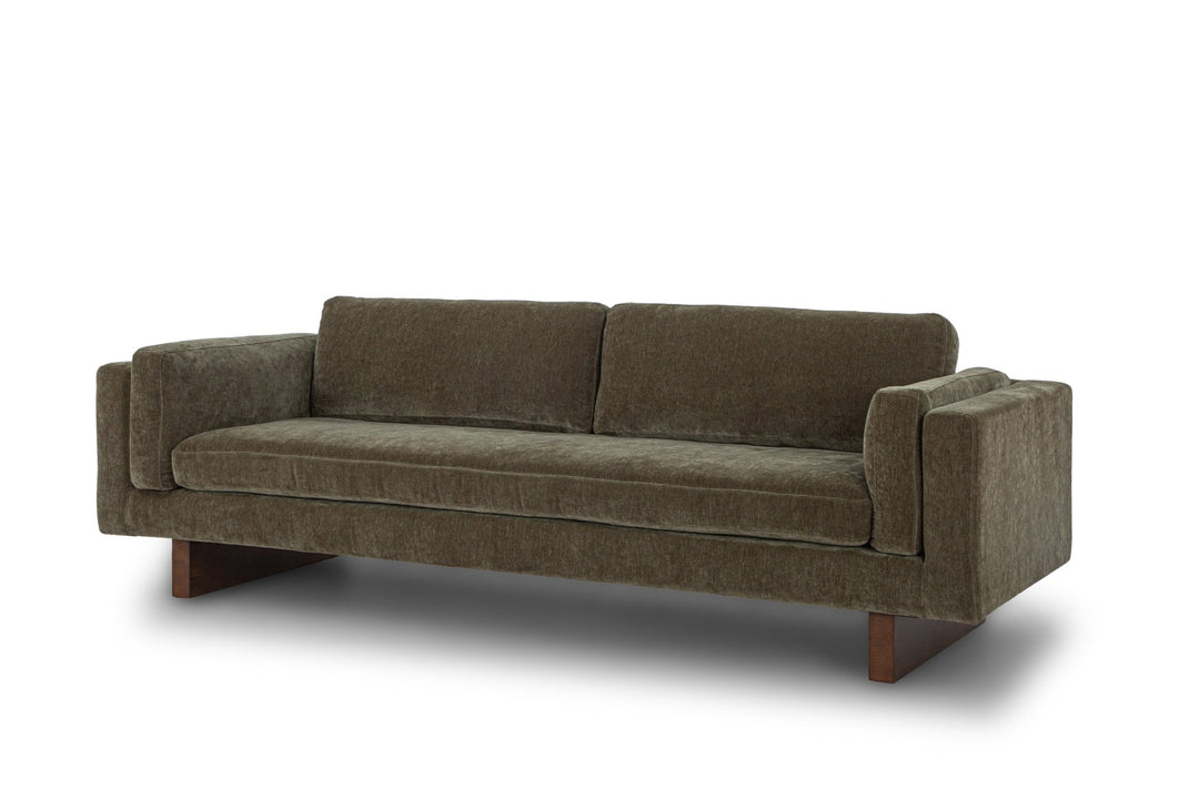 Lovejoy 3-Seater Sofa in Moss Olive Green side angle - three-seat sofa private label - Whats New Furniture Portland OR