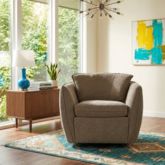 Luna Swivel-Glider Chair in Avery Safari side angle - Pacific Northwest swivel glider chair by Stylus - Whats New Furniture Portland OR