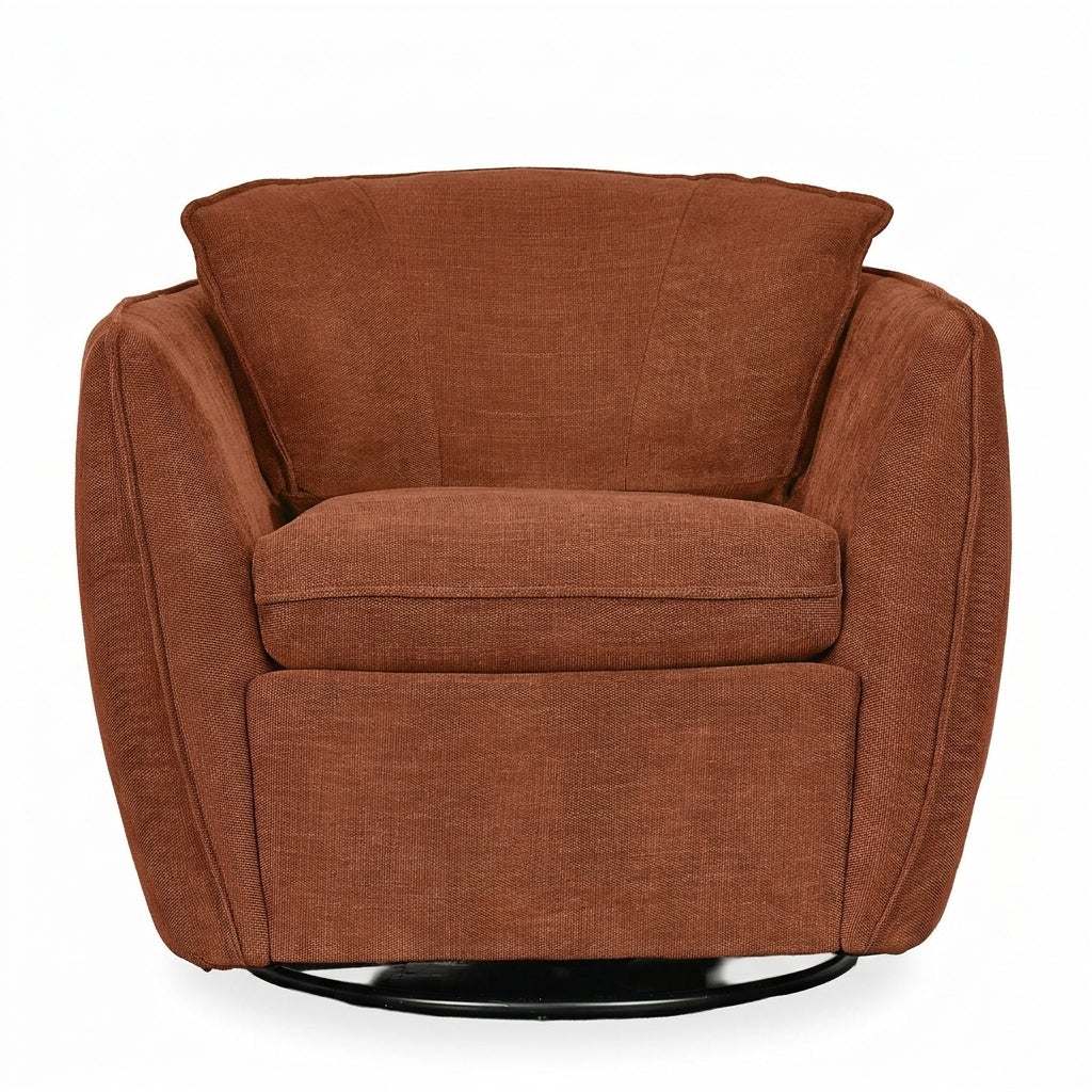 Luna Swivel-Glider Chair in Marley Rust fabric closeup - Pacific Northwest swivel glider chair by Stylus - Whats New Furniture Portland OR