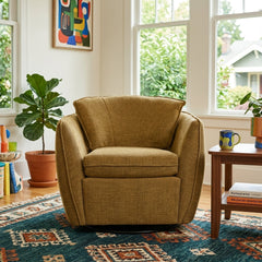 Luna Swivel-Glider Chair in Tempest Gold back view - Pacific Northwest swivel glider chair by Stylus - Whats New Furniture Portland OR