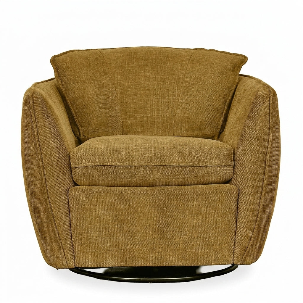 Luna Swivel-Glider Chair in Tempest Gold detail view - Pacific Northwest swivel glider chair by Stylus - Whats New Furniture Portland OR