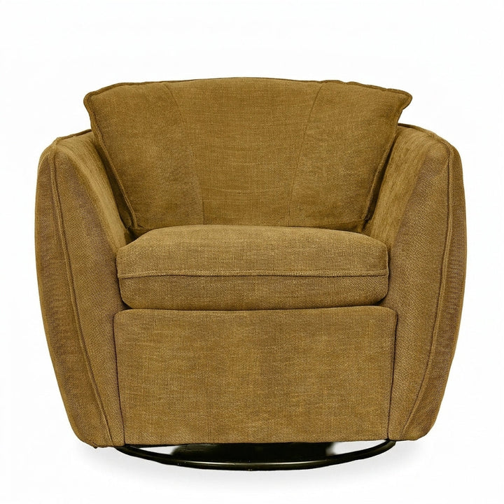 Luna Swivel-Glider Chair in Tempest Gold detail view - Pacific Northwest swivel glider - Whats New Furniture Portland OR