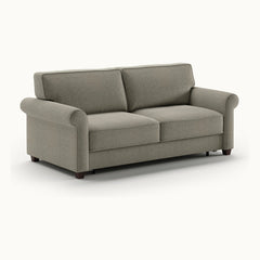 Casey Queen Loveseat Sleeper in Rene 03, Walnut legs — closed sofa, angle view - What&